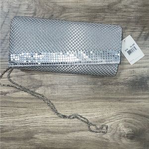 Silver Beaded Clutch Shoulder Purse